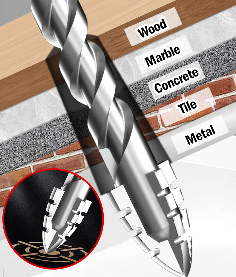 【3+4+5+6+8+10+12+14+16 mm】Broca excéntrica de acero de tungsteno superduro mejorada de séptima generación con dentado