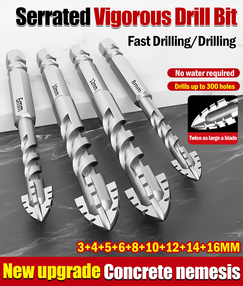 【3+4+5+6+8+10+12+14+16 mm】Broca excéntrica de acero de tungsteno superduro mejorada de séptima generación con dentado