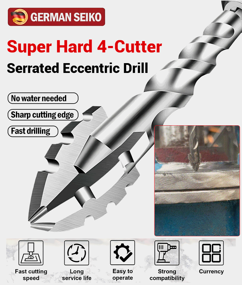 【3+4+5+6+8+10+12+14+16 mm】Broca excéntrica de acero de tungsteno superduro mejorada de séptima generación con dentado