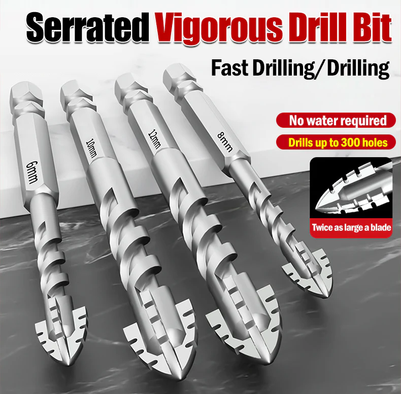 【3+4+5+6+8+10+12】Broca excéntrica de acero de tungsteno superduro mejorada de séptima generación con dentado